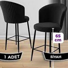 Canisa Alte Serisi Babyface Kumaş Siyah Metal Ayak Antrasit Bar Sandalyesi