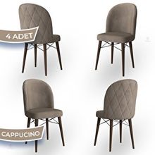 Canisa Bika Serisi 4 Adet 1. Sınıf Babyface Kumaş Ceviz Gürgen Ayaklı Cappucino Yemek Odası Sandalyesi