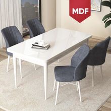 Canisa Concept Arp Serisi 70x110 cm Sabit Beyaz Masa 4 Sandalye Füme Mutfak Masası Takımı