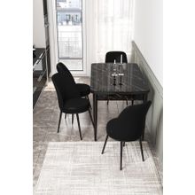 Canisa Concept Via Serisi 80x132 cm Açılabilir Siyah Mutfak Masası