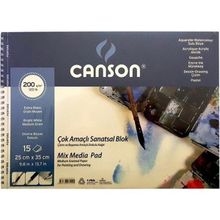 Canson 200 GR 15 Yaprak 25x35 CM Çok Amaçlı Sanatsal Blok Defter