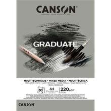 Canson Graduate Mixed Media Grey A4 220 g 30 Yaprak Defter