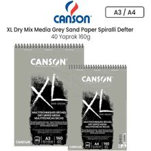 Canson Xl Dry Mix Media Grey Sand Paper 40 Yaprak 160 gr Spiralli Defter