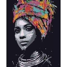 Canvas Hobby Afrikalı Güzel 11 Kasnaklı 40 x 50 cm Sayılarla Boyama Seti