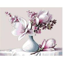 Canvas Hobby Beyaz Manolya Kasnaklı 40 x 50 cm Sayılarla Boyama Seti
