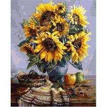 Canvas Hobby Canvas Masa ve Ayçiçek 40 x 50 cm Kasnaklı Sayılarla Boyama Seti