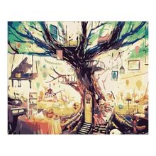 Canvas Hobby Gizemli Ağaç 50 x 65 cm Kasnaklı Sayılarla Boyama Seti Duvar Sticker