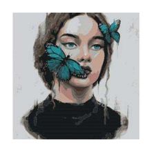 Canvas Hobby Kelebekli Kadın Kasnaklı 40x50 cm Sayılarla Boyama Seti