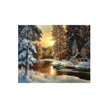 Canvas Hobby Kış Evi Kasnaklı 40x50 cm Sayılarla Boyama Seti