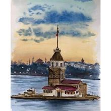 Canvas Hobby Kız Kulesi 3 Kasnaklı 40x50 cm Sayılarla Boyama Seti