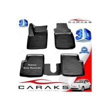 Caraks Fiat 500 C 2010-2020 Arası Siyah 4 Parça 3D Havuzlu Paspas