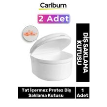 Carlburn Premium Dayanıklı Plastik Büyük Boy 2 Adet Tat İçermez Protez Diş Saklama Kutusu