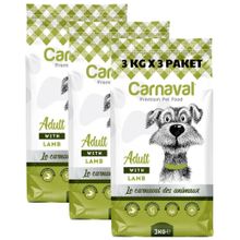 Carnaval Yetişkin Düşük Tahıllı Kuzu Etli 3x3 kg Köpek Kuru Mama