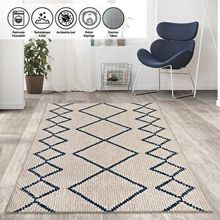 Carpettex İskandinav Tarzı Sonsuz Karo Desenli Krem Kaymaz Taban Makinada Yıkanabilir 60x100 cm Halı