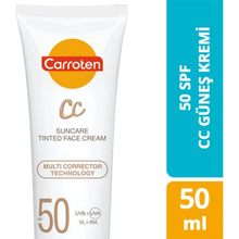 Carroten CC Spf 50 Yüksek Koruyucu 50 ml Renkli Yüz Güneş Kremi
