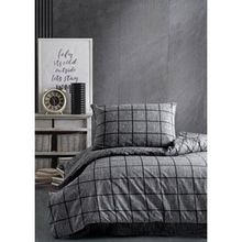 Casa Carina Kare Siyah Ranforce Lastikli Çarşaflı Tek Kişilik Nevresim Takımı - 160 x 220 cm