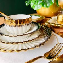 Casa De Bella Ptolemaios 24 Parça 6 Kişilik Gold Yaldızlı Porselen Yemek Takımı