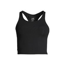 Casall O Yaka Düz Siyah 20424-901 Crop Rib Racerback Kadın Atlet