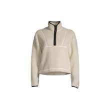 Casall Tam Balıkçı Yaka Düz Beyaz 22188-003 Pile Half Zip Kadın Zip Ceket