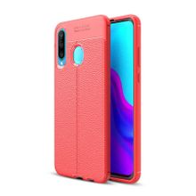CaseStreet Huawei P30 Lite Niss Deri Görünümlü Kırmızı Silikon Kılıf