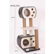 Cat Hause S08 Gri 115 cm Çift Yuvalı Katlı Kedi Tırmalama