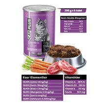 Cat Plus Pate İçinde Et Parçacıklı Kuzu Etli ve Havuçlu 6x395 gr Yetişkin Kedi Konserve Yaş Mama