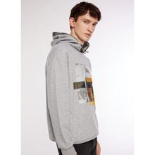 Caterpillar C3WM-SWT07 Kapüşon Yaka Baskılı Gri Melanj Erkek Sweatshirt