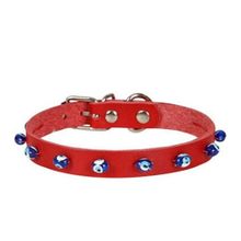 Cattie 1.5x26-30 cm Kırmızı Boncuklu Deri Kedi Tasması