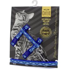 Cattie 40 cm Mavi Premium Desenli Dokumadan El Yapımı Kedi Göğüs Takımı