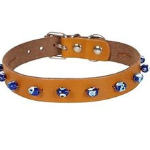 Cattie Boncuklu Deri Küçük Irk Camel Xlarge 1.5x26-30 cm Köpek ve Kedi Boyun Tasması