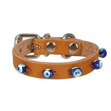 Cattie Boncuklu Deri Küçük Irk Camel Xsmall 1x12-16 cm Köpek ve Kedi Boyun Tasması