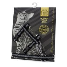 Cattie Siyah 1x25-40 cm Desenli Kedi Göğüs Gezdirme Tasması