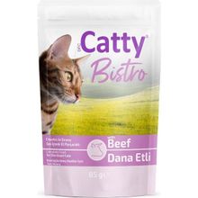 Catty Bistro Sos İçinde Et Parçacıklı Dana Etli 85 gr Kısırlaştırılmış Yetişkin Kedi Konservesi