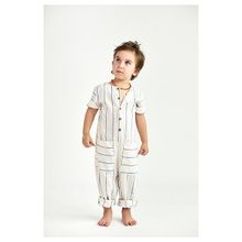 Catz Kids Erkek Çocuk Beyaz Çizgili Keten Tulum - 4 - 5 Yaş - Beyaz - Mavi