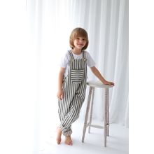 Catz Kids Erkek Çocuk Siyah Beyaz Çizgili Keten Velvet Tulum