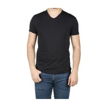 Cazador 4619 Siyah V Yaka Düz Renk Likralı Erkek T-Shirt