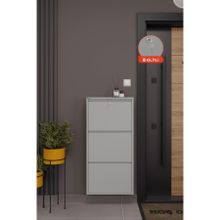 Ceha Kilitli 3'lü Metal Ayakkabılık - Gri