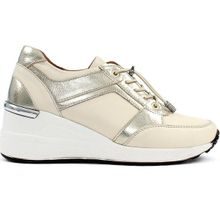 Celal Gültekin Kadın Bej Dolgu Topuklu Deri Sneaker