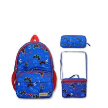 Cennec 2581 Famebag-Oyun Konsolu Baskılı Okul Çantası-Beslenme Çantası-Kalem Çantası-- Bordo - Mavi Okul Çantası