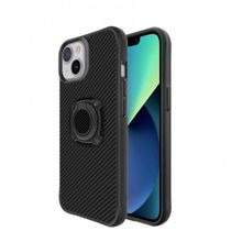 Ceponya Apple İphone 13 Yüzüklü Karbon Fiber Tasarım Manyetik Silikon Kılıf