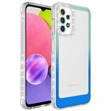 Ceponya Galaxy A13 4G Simli ve Renk Geçiş Tasarımlı Lens Korumalı Park Kapak Kılıf