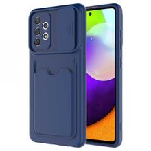 Ceponya Galaxy A72 Deri Görünümlü Kartlıklı Kamera Korumalı Kılıf