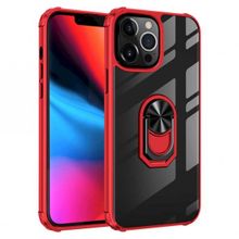 Ceponya İphone 13 Pro Şeffaf Kenarları Renkli Manyetik Yüzüklü Zırh Silikon Kılıf