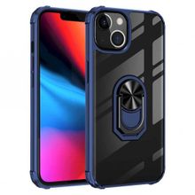 Ceponya İphone 13 Şeffaf Kenarları Renkli Manyetik Yüzüklü Zırh Silikon Kılıf