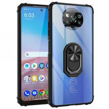 Ceponya Xiaomi Poco X3 Yüzüklü Standlı Manyetik Şeffaf Armor Zırh Kılıf
