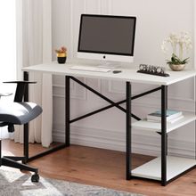 Ceramical MSR Raflı 60x120 cm Beyaz Çalışma Masası 120 cm Bilgisayar Ofis Masası