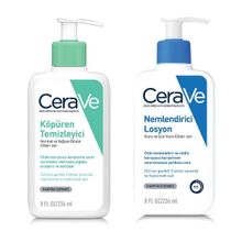 CeraVe Yağlı ve Karma Ciltler İçin 236 ml Köpüren Temizleyici + 236 ml Nemlendirici Losyon
