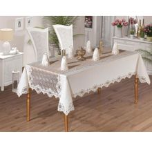 Çeyiz Diyarı Fransız Güpürlü Efsa Dantel Krem 160x260 cm 25 Parça Yemek Takımı
