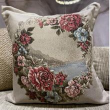 Çeyiz Diyarı Goblen 2 Adet 60x60 cm Çiçekli Kırlent Kılıfı