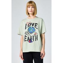 Champion 117179-GS072 Yeşil Eco Future Crewneck Kadın T-Shirt